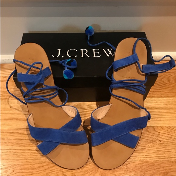 J. Crew Shoes - J.Crew Blue Suede Pom-Pom Sandals J. Crew Shoes - J.Crew Blue Suede Pom-Pom Sandals